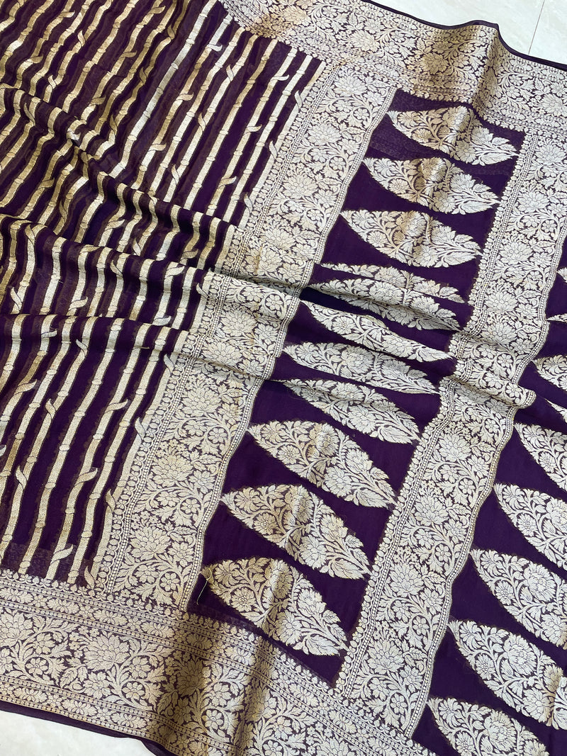 Pure Chiffon Khaddi Banarasi Saree - The Handlooms