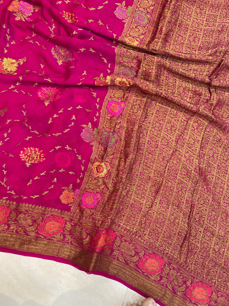 Pure Chiffon Khaddi Banarasi Saree - The Handlooms