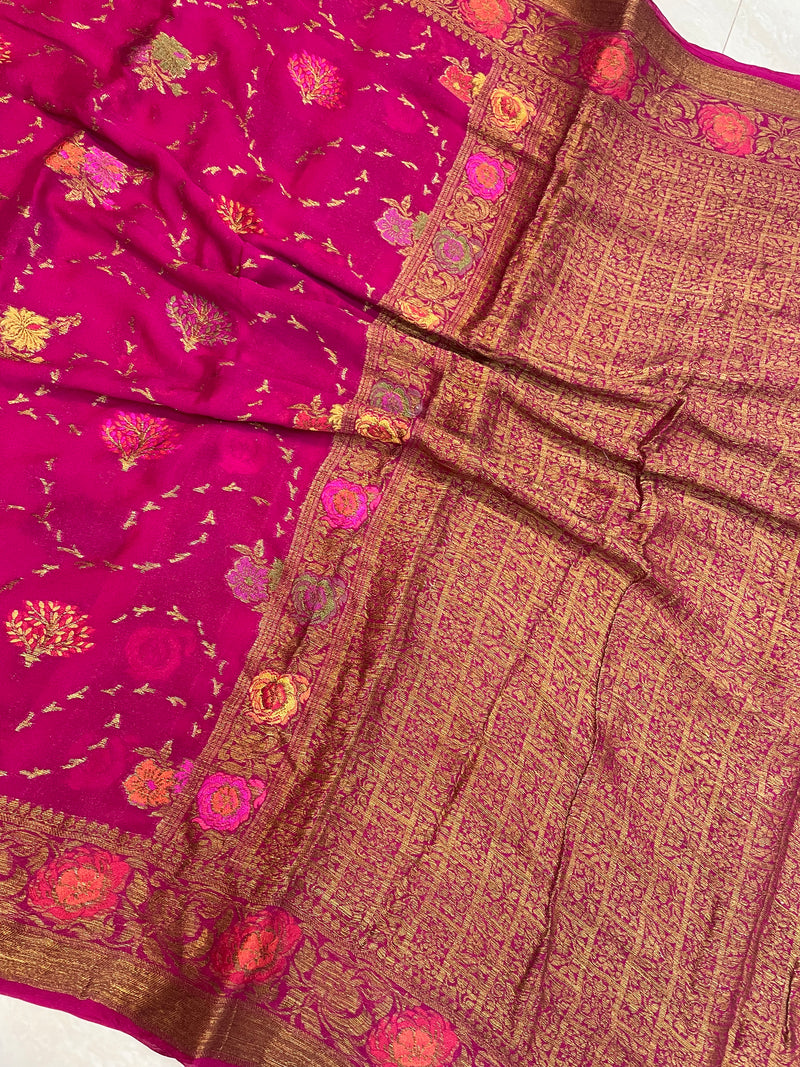 Pure Chiffon Khaddi Banarasi Saree - The Handlooms