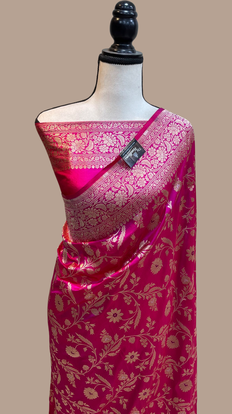 Pure Katan Silk Banarasi Handloom Saree - All over sona roopa Jaal work - The Handlooms