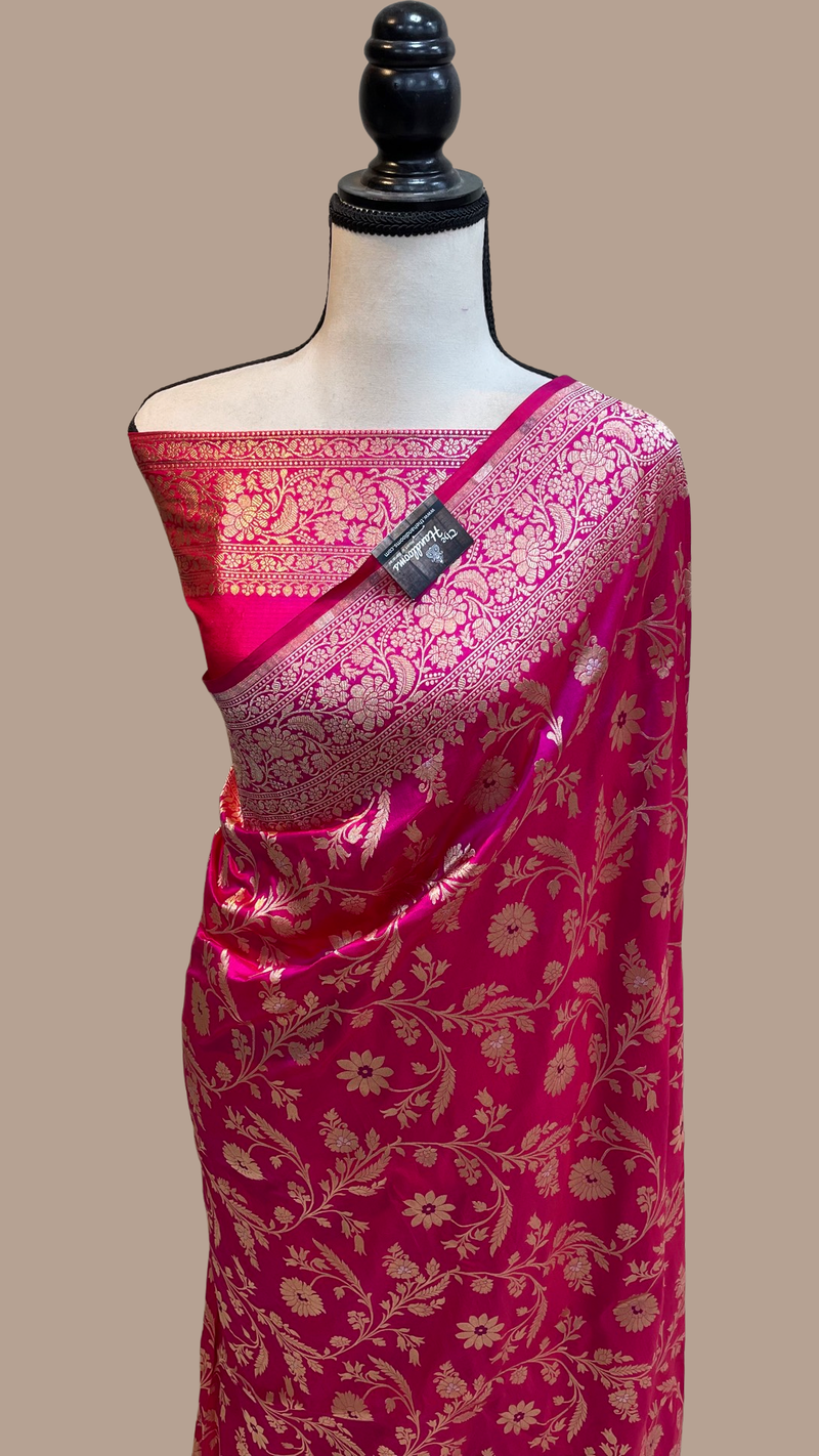 Pure Katan Silk Banarasi Handloom Saree - All over sona roopa Jaal work - The Handlooms