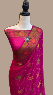 Pure Chiffon Khaddi Banarasi Saree - The Handlooms