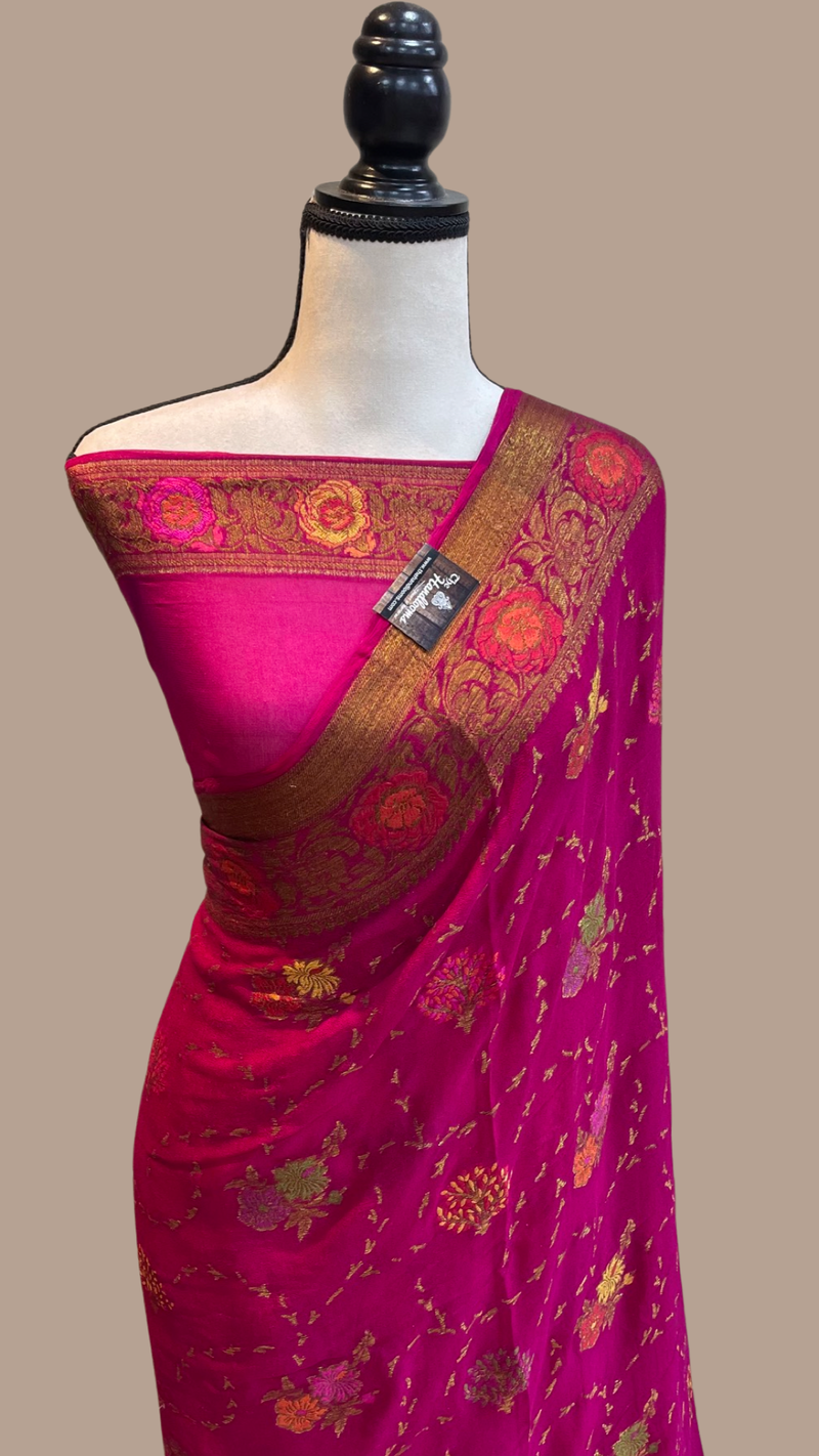 Pure Chiffon Khaddi Banarasi Saree - The Handlooms