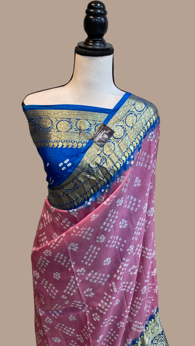 Pure Banarasi Silk Bandhej Handloom Saree