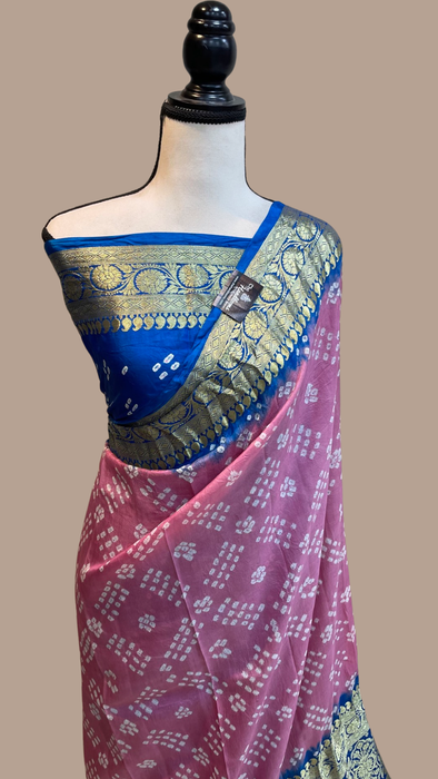 Pure Banarasi Silk Bandhej Handloom Saree