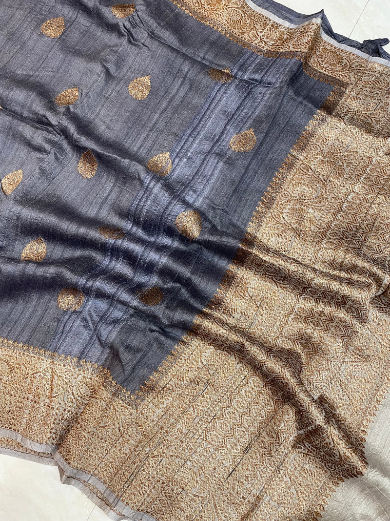 Pure Tussar Silk Handloom Banarasi Saree - The Handlooms