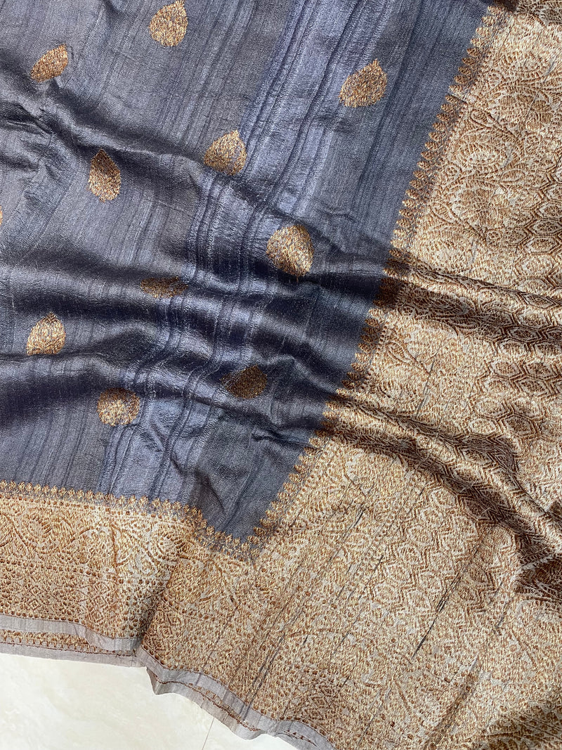 Pure Tussar Silk Handloom Banarasi Saree - The Handlooms