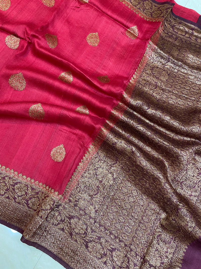 Pure Tussar Silk Handloom Banarasi Saree - The Handlooms