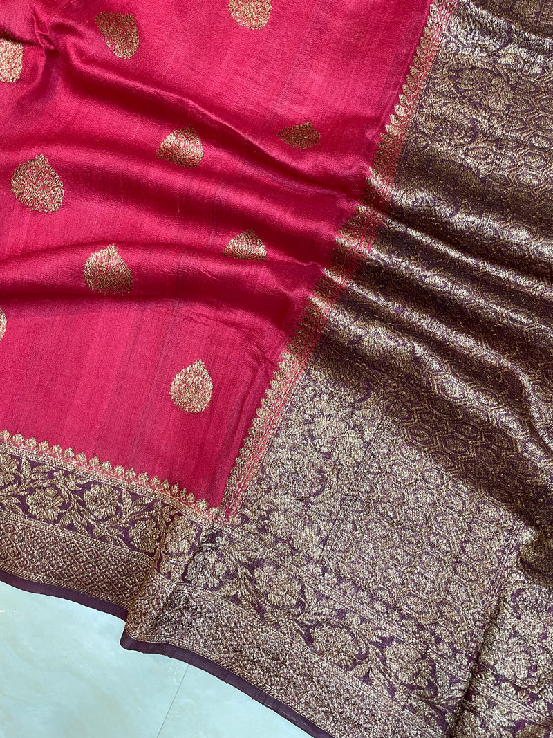 Pure Tussar Silk Handloom Banarasi Saree - The Handlooms