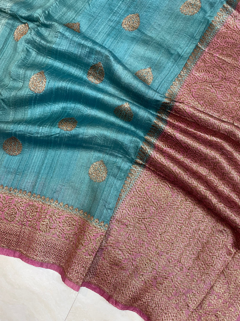 Pure Tussar Silk Handloom Banarasi Saree - The Handlooms