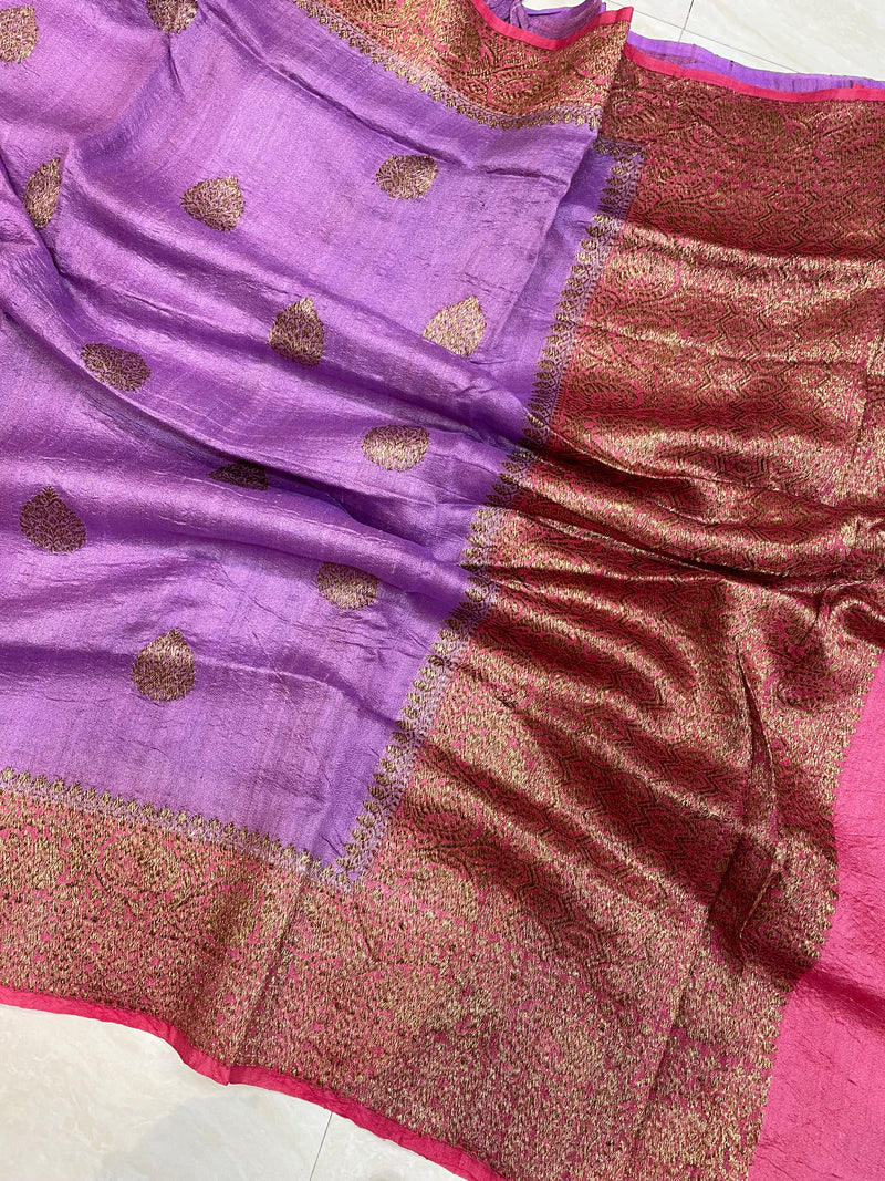 Pure Tussar Silk Handloom Banarasi Saree - The Handlooms
