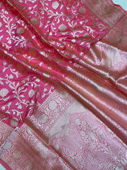 Pure Katan Silk Banarasi Handloom Saree - All Over Jaal Work - The Handlooms