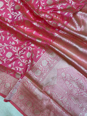 Pure Katan Silk Banarasi Handloom Saree - All Over Jaal Work - The Handlooms