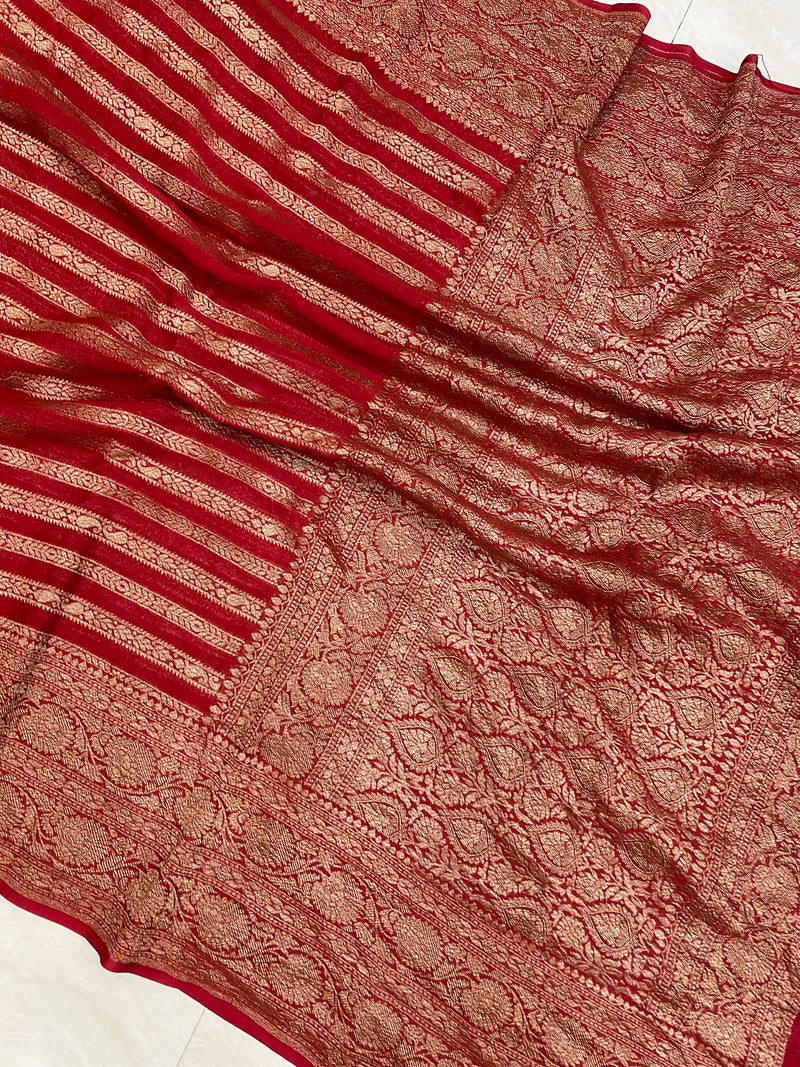 Khaddi Georgette Banarasi Saree -  Antique zari - The Handlooms