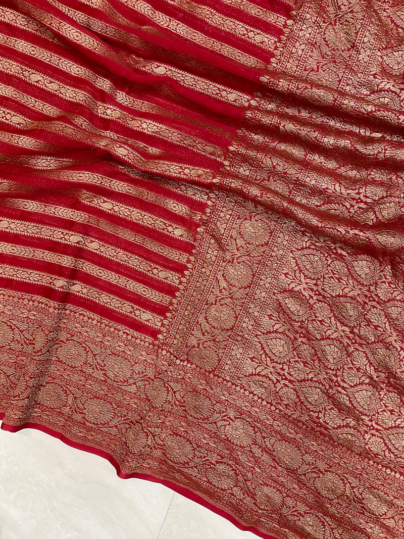 Khaddi Georgette Banarasi Saree -  Antique zari - The Handlooms