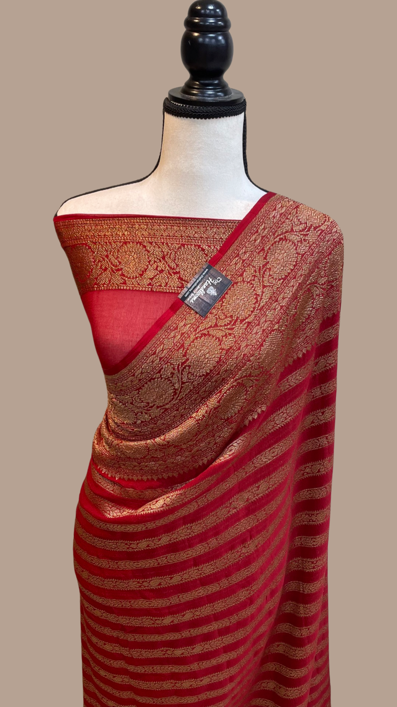 Khaddi Georgette Banarasi Saree -  Antique zari - The Handlooms