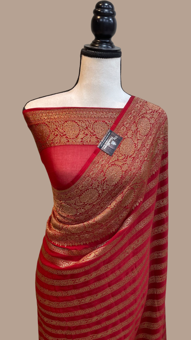 Khaddi Georgette Banarasi Saree -  Antique zari - The Handlooms