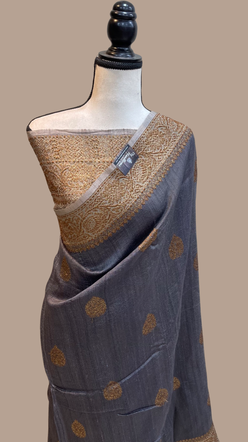 Pure Tussar Silk Handloom Banarasi Saree - The Handlooms