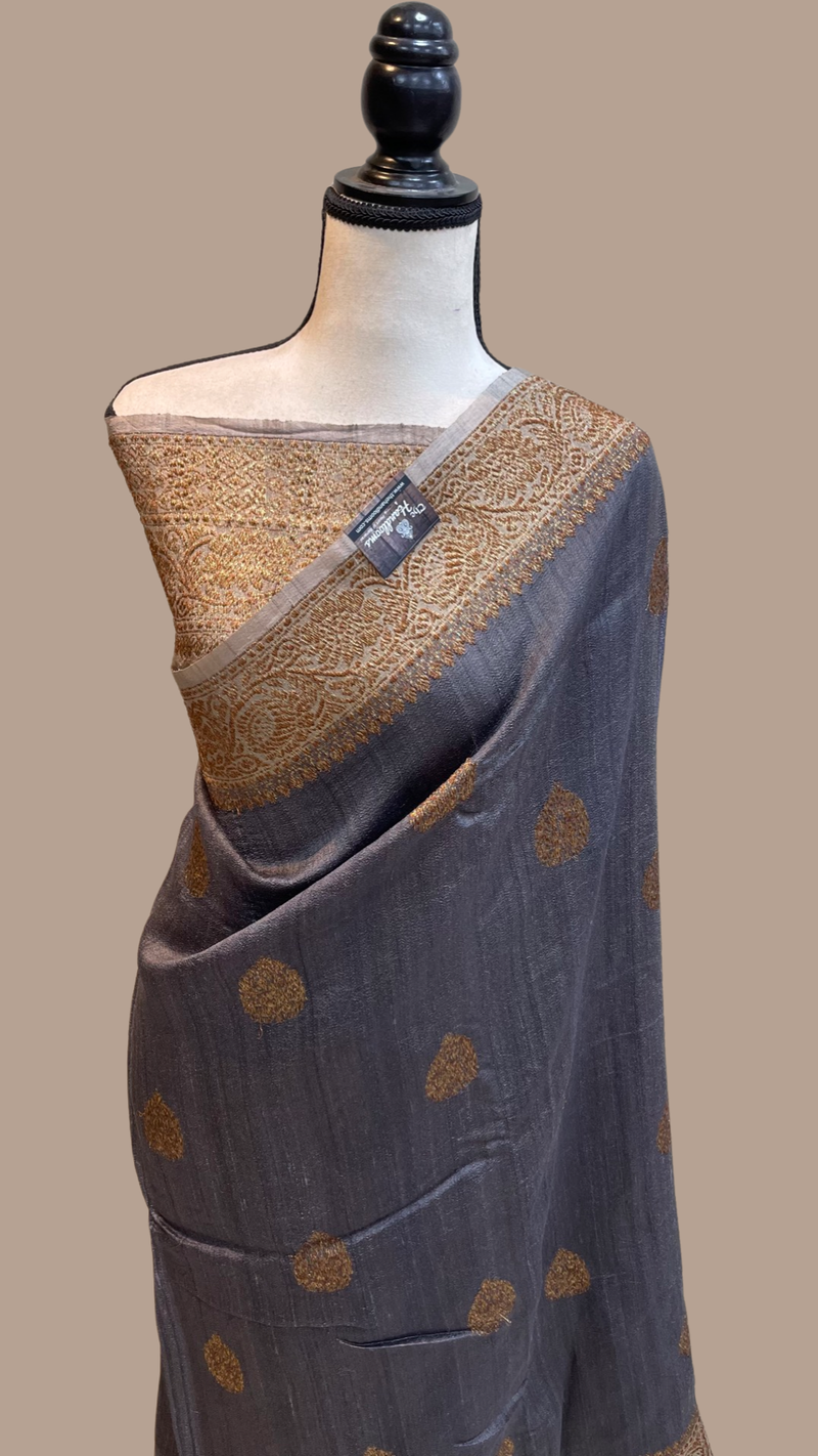 Pure Tussar Silk Handloom Banarasi Saree - The Handlooms