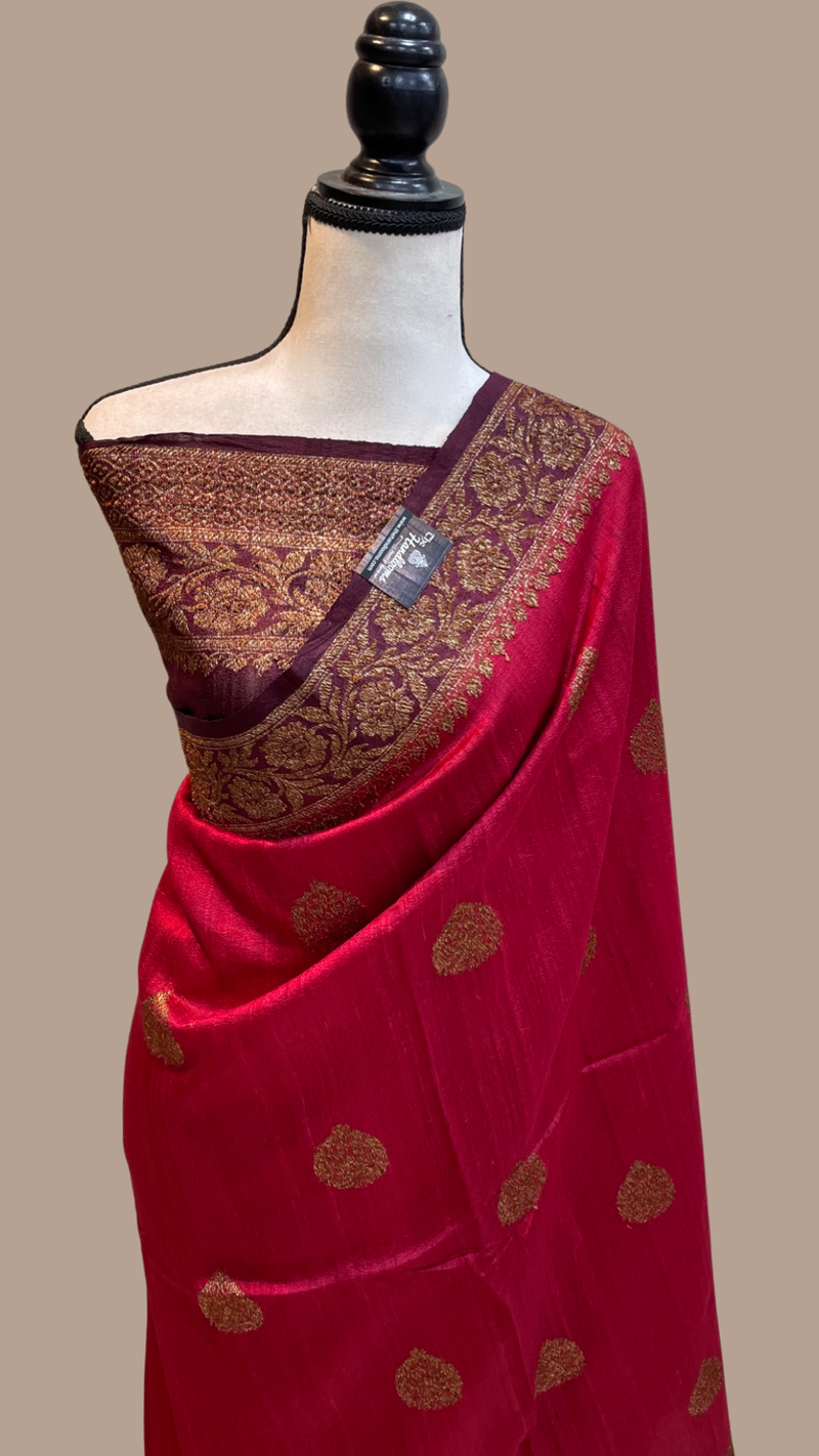 Pure Tussar Silk Handloom Banarasi Saree - The Handlooms