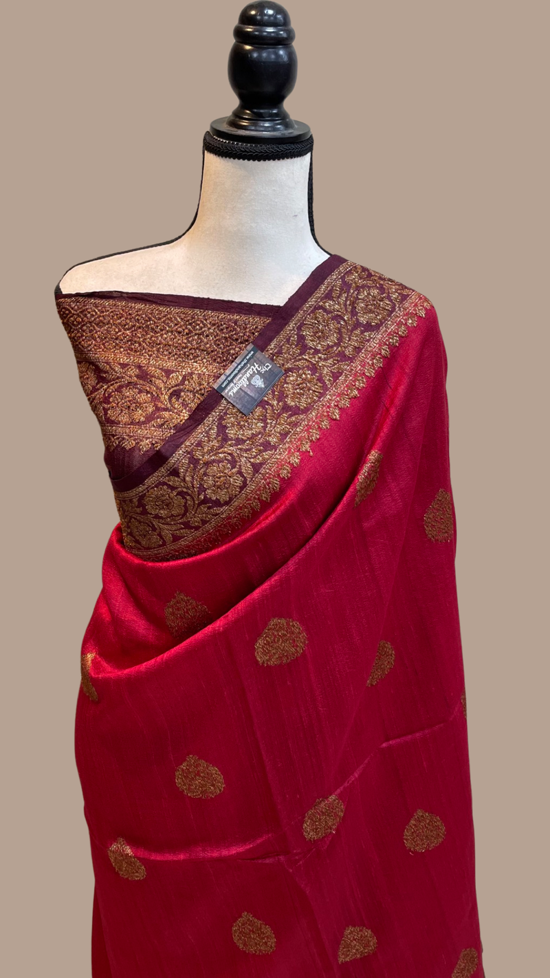Pure Tussar Silk Handloom Banarasi Saree - The Handlooms