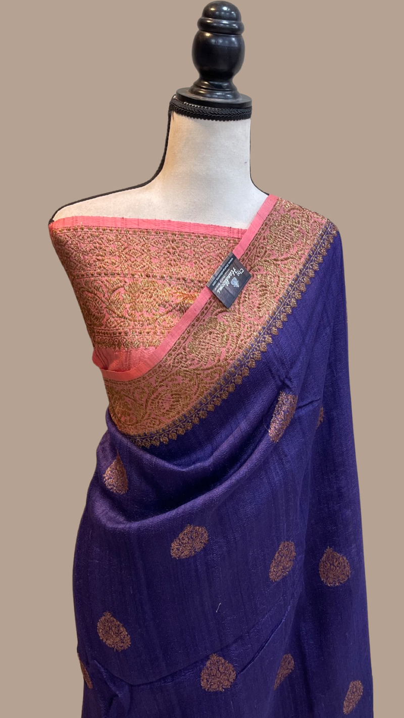 Pure Tussar Silk Handloom Banarasi Saree - The Handlooms