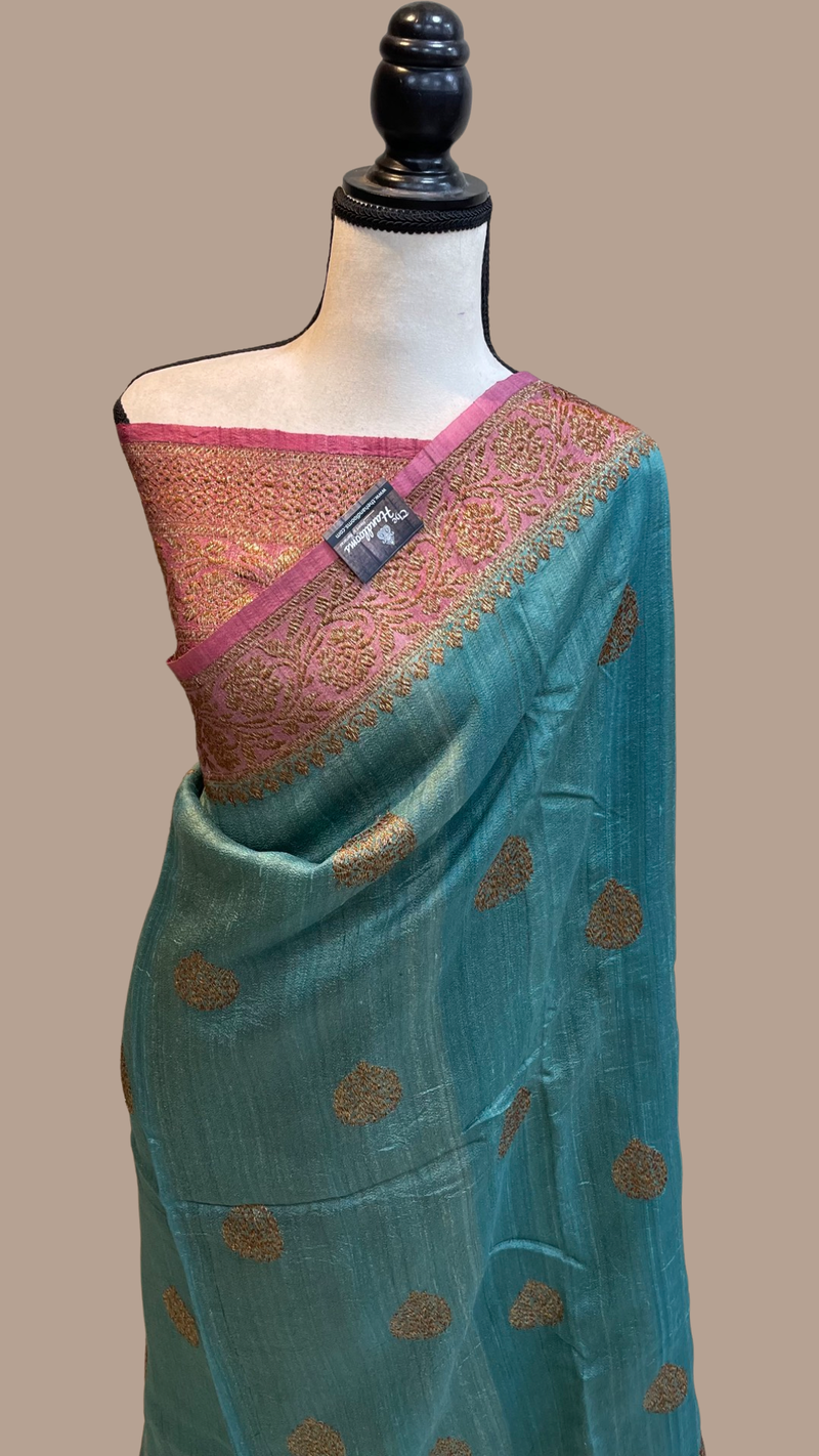 Pure Tussar Silk Handloom Banarasi Saree - The Handlooms