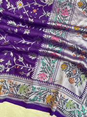 Pure Tussar Georgette Handloom Banarasi Saree - All over Jaal Work with meenakari - The Handlooms
