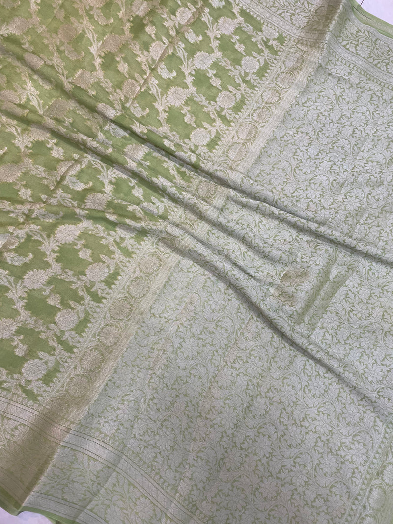 Pure Chiffon Khaddi Banarasi Saree - The Handlooms