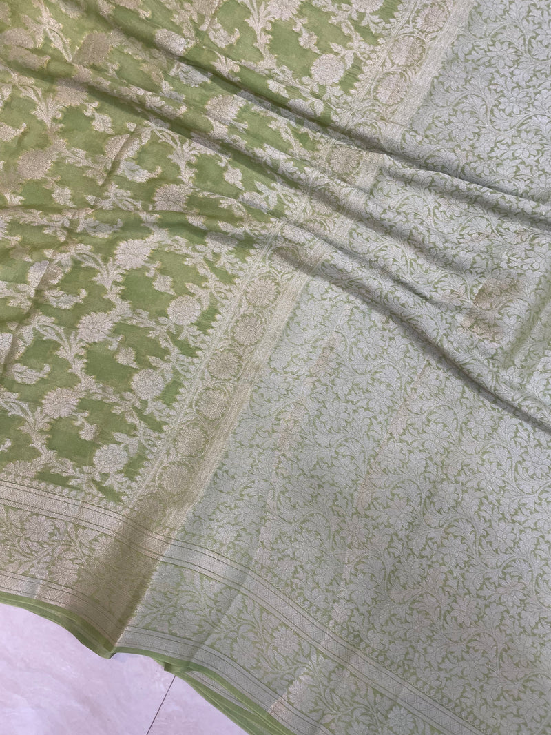Pure Chiffon Khaddi Banarasi Saree - The Handlooms