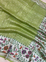 Pure Tussar Georgette Handloom Banarasi Saree - Tilfi - The Handlooms
