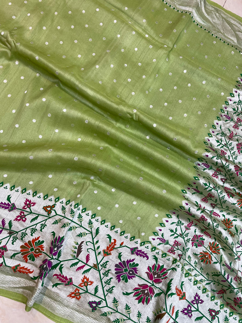 Pure Tussar Georgette Handloom Banarasi Saree - Tilfi - The Handlooms