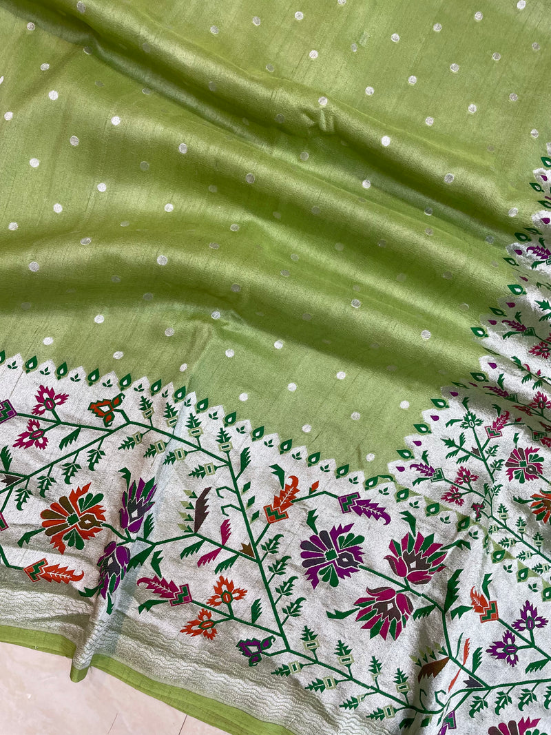 Pure Tussar Georgette Handloom Banarasi Saree - Tilfi - The Handlooms