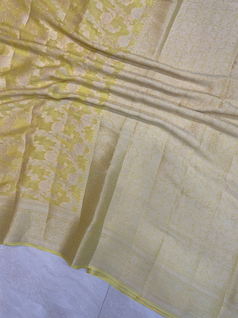 Pure Chiffon Khaddi Banarasi Saree - The Handlooms