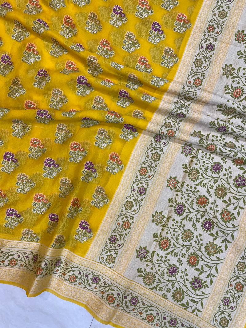 Pure Chiffon Khaddi Banarasi Saree - The Handlooms
