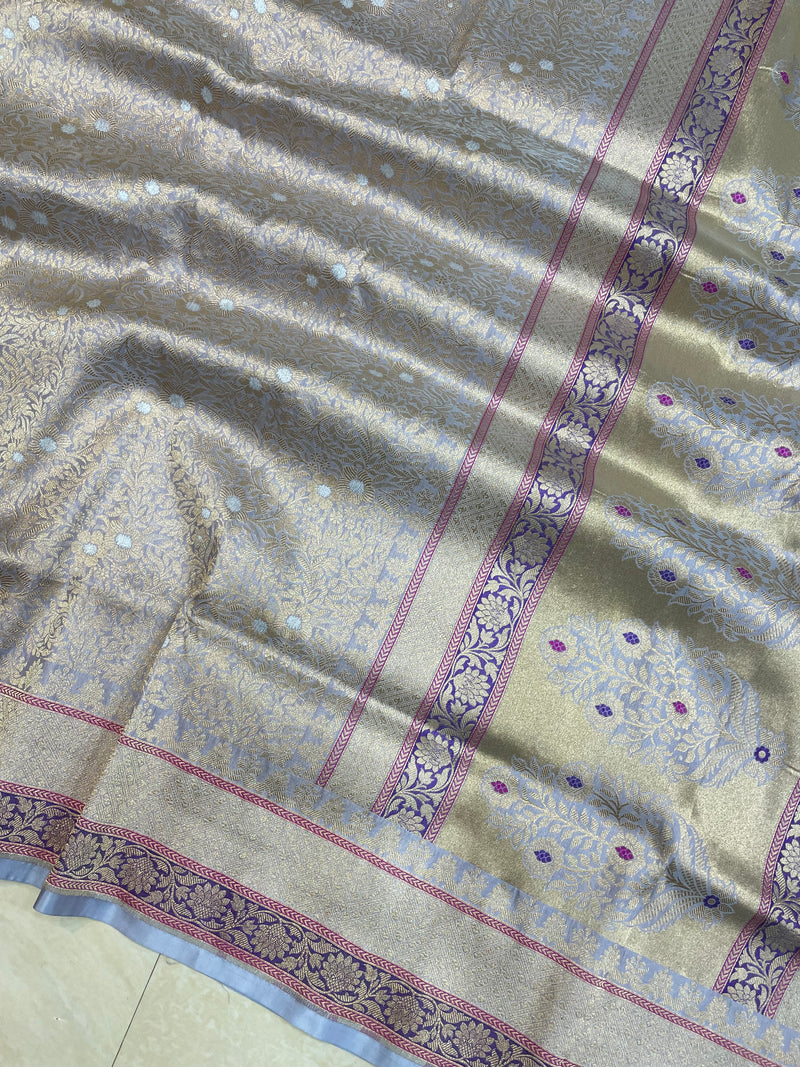 Pure Katan Silk Banarasi Handloom Saree - Tanchui Brocade - The Handlooms