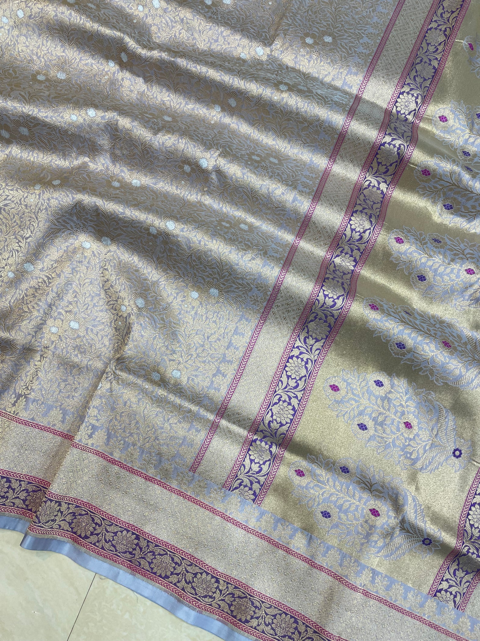 Pure Katan Silk Banarasi Handloom Saree - Tanchui Brocade