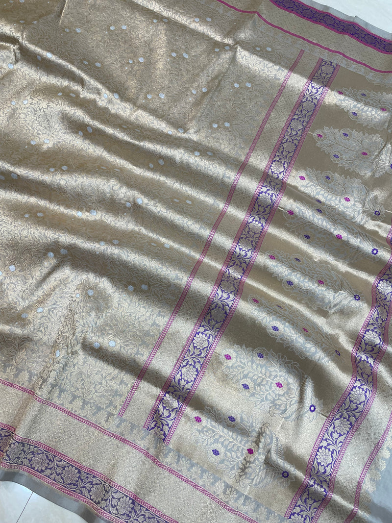 Pure Katan Silk Banarasi Handloom Saree - Tanchui Brocade - The Handlooms