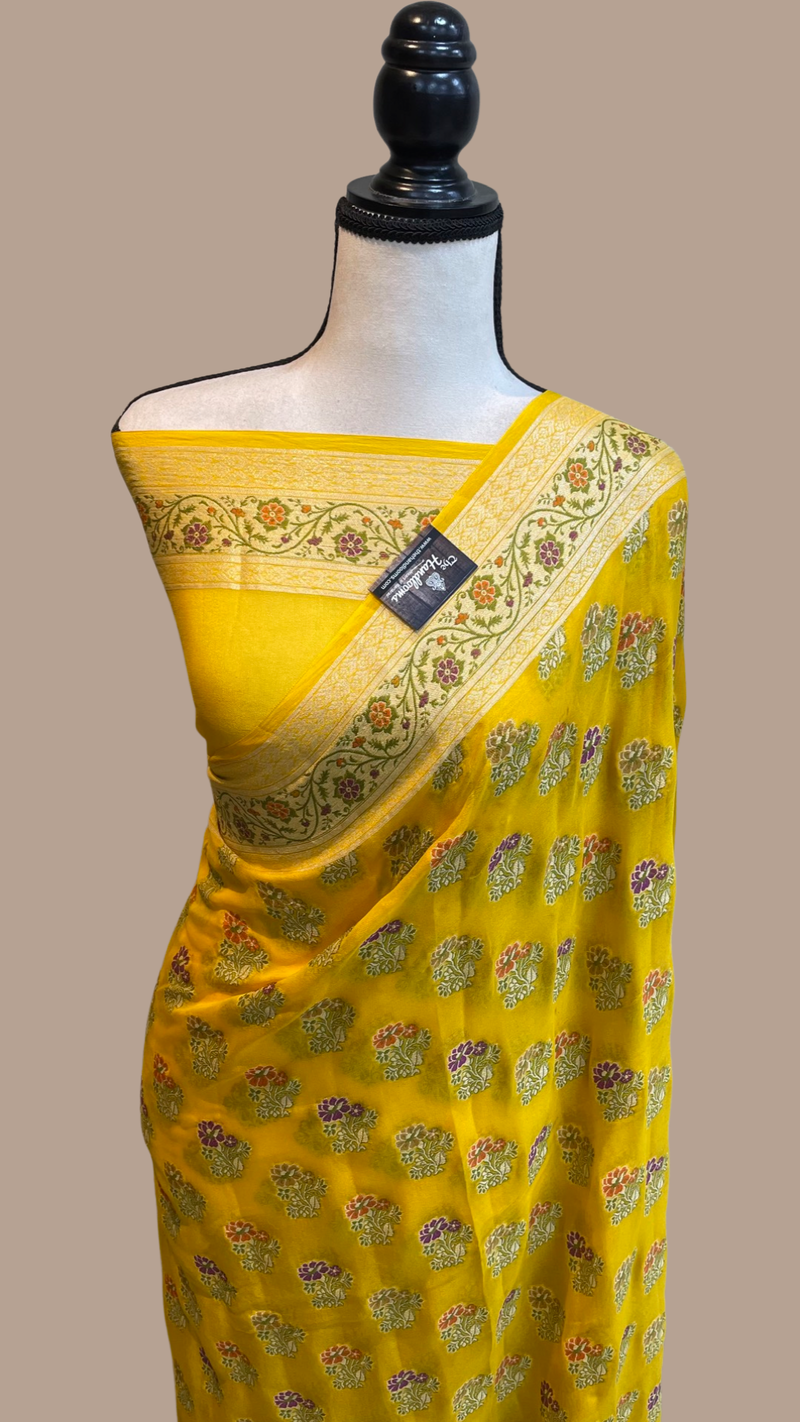 Pure Chiffon Khaddi Banarasi Saree - The Handlooms