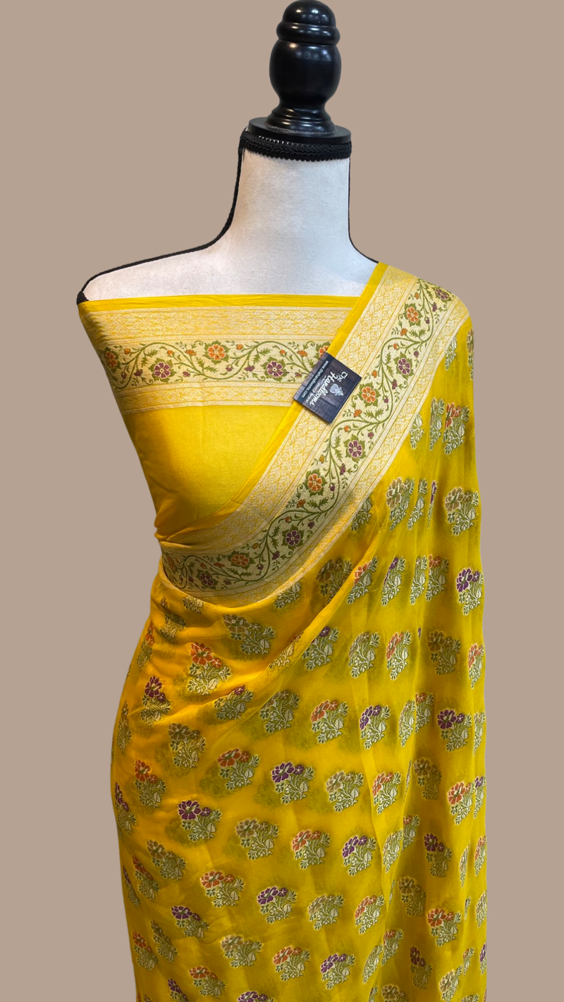 Pure Chiffon Khaddi Banarasi Saree - The Handlooms