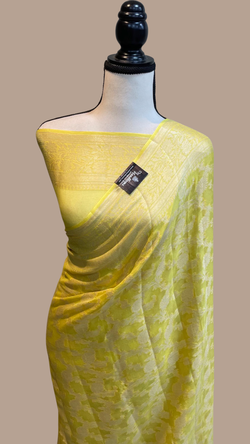 Pure Chiffon Khaddi Banarasi Saree - The Handlooms
