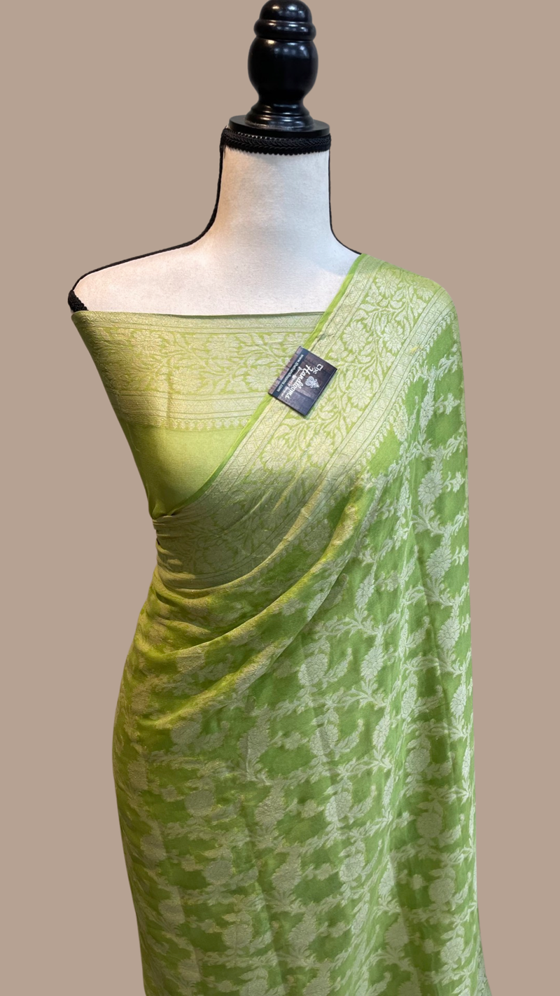 Pure Chiffon Khaddi Banarasi Saree - The Handlooms
