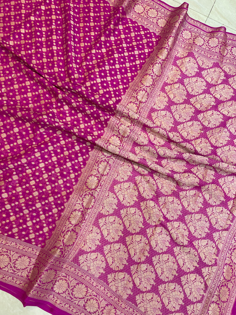 Pure Chiffon Khaddi Banarasi Saree - The Handlooms
