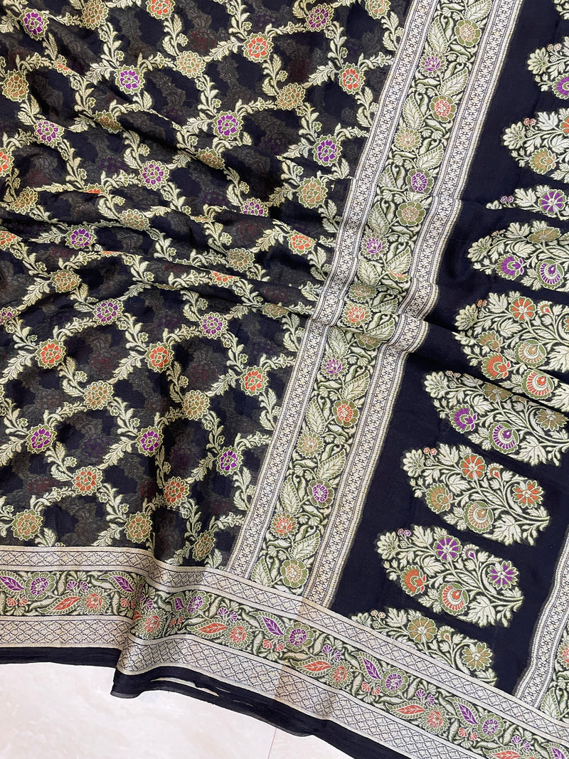 Pure Chiffon Khaddi Banarasi Saree - The Handlooms