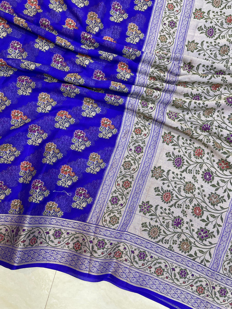 Pure Chiffon Khaddi Banarasi Saree - The Handlooms