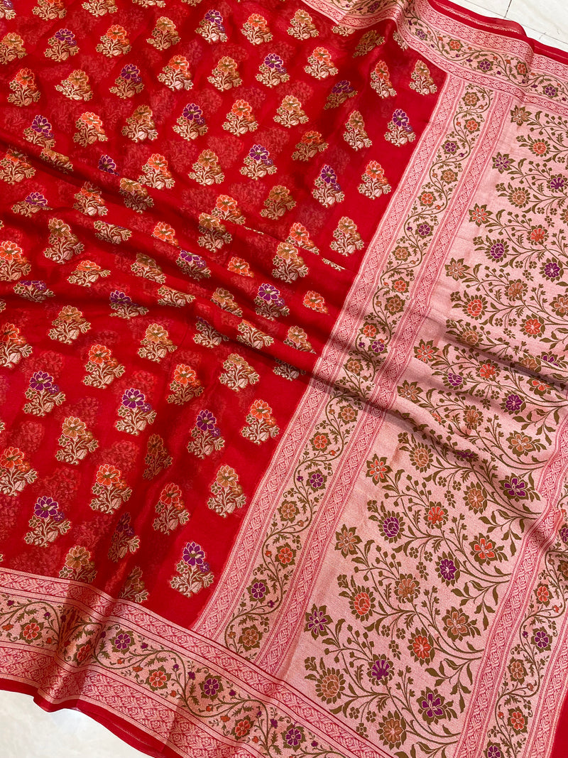Pure Chiffon Khaddi Banarasi Saree - The Handlooms