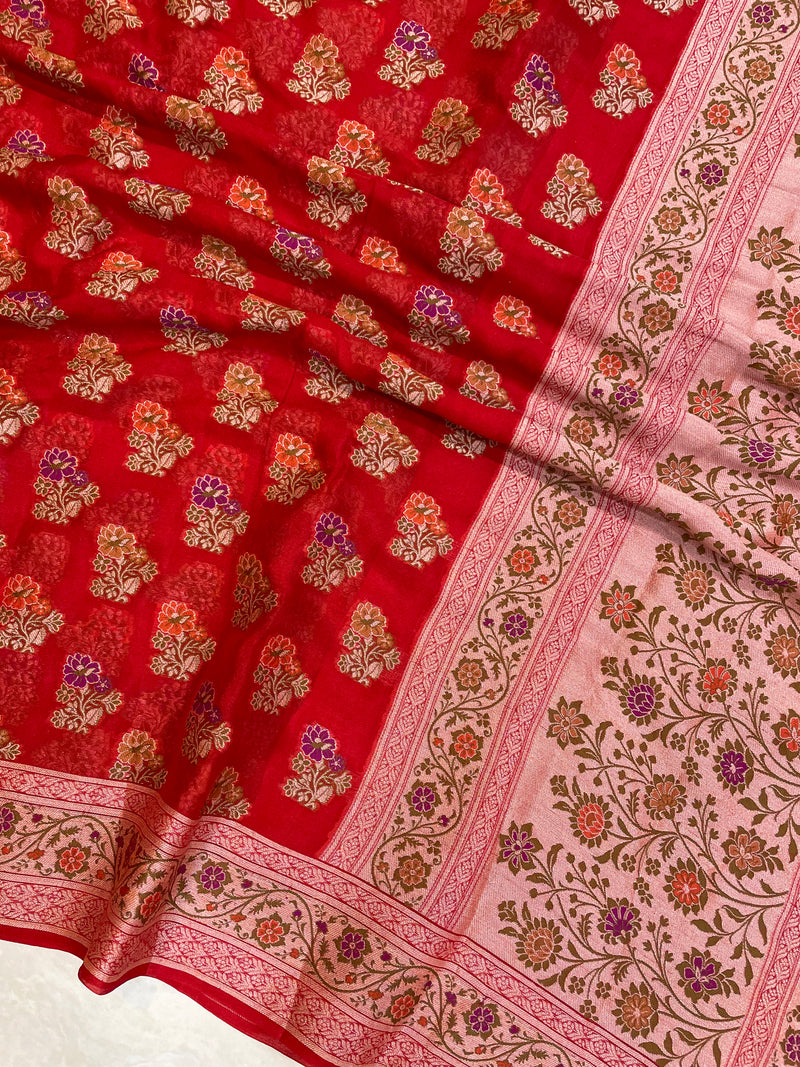 Pure Chiffon Khaddi Banarasi Saree - The Handlooms