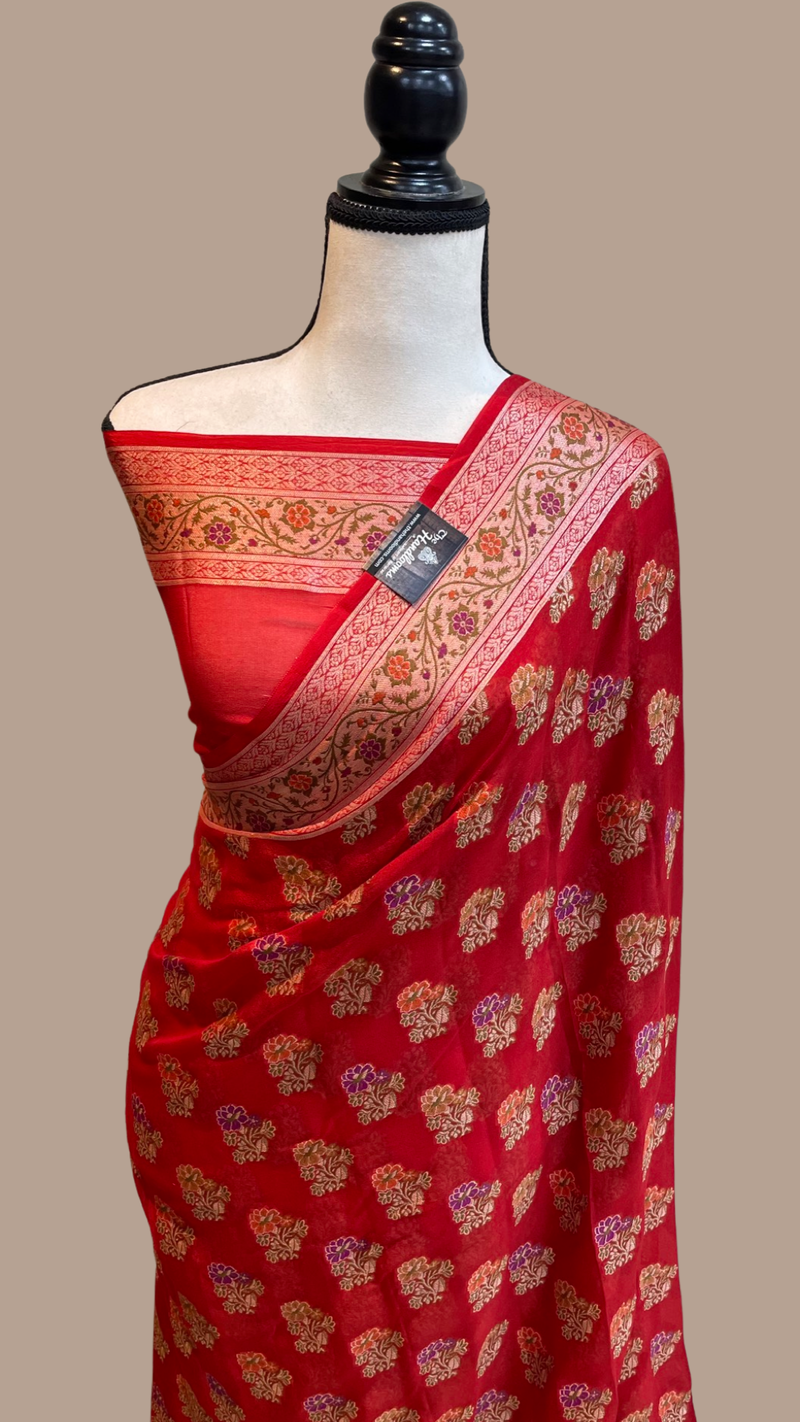 Pure Chiffon Khaddi Banarasi Saree - The Handlooms