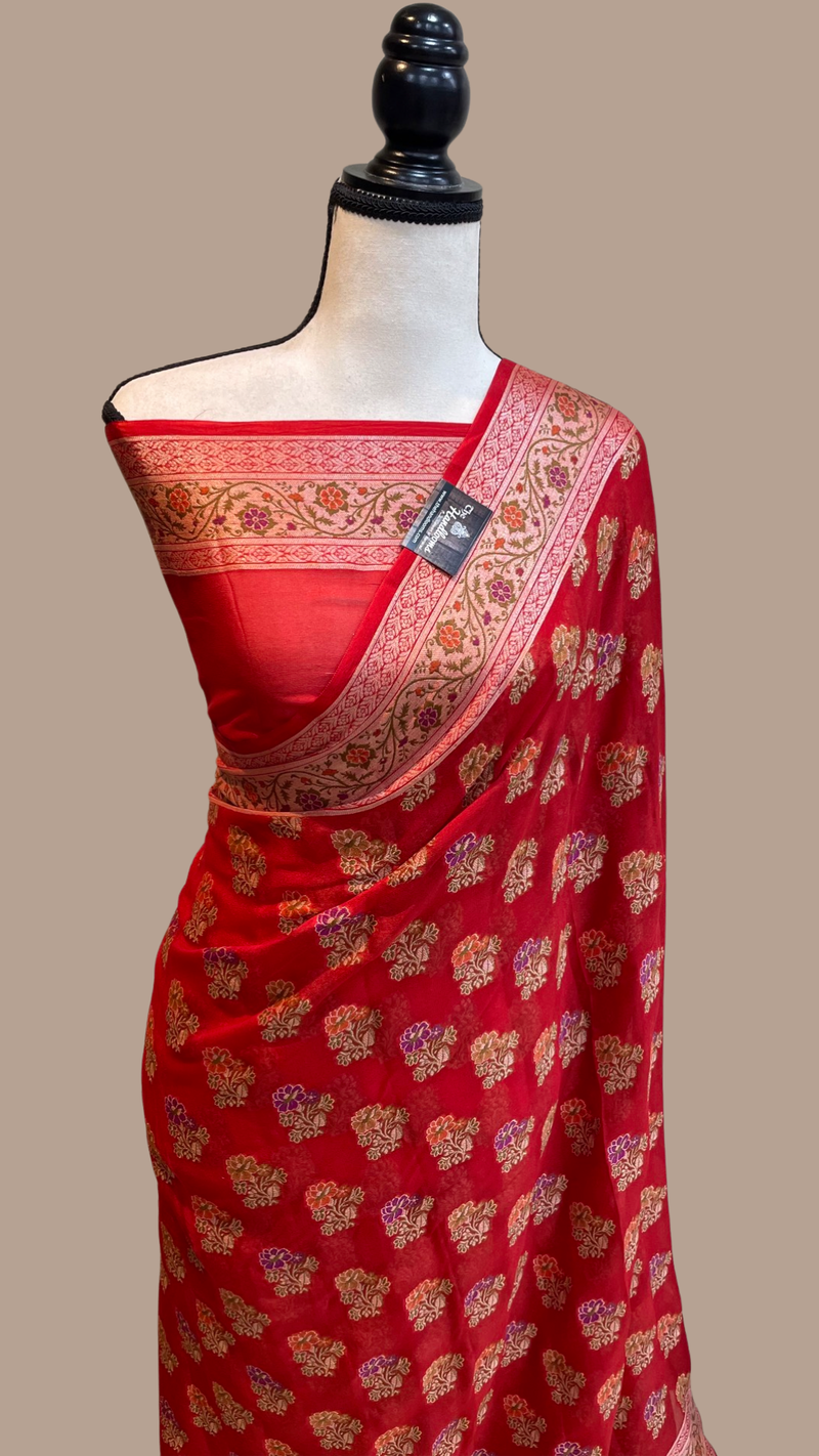 Pure Chiffon Khaddi Banarasi Saree - The Handlooms