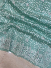 Pure Organza Chikankari Handloom Banarasi Saree - The Handlooms